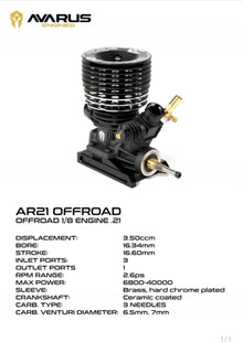 900101-Avarus 1:8 .21 Off Road Engine Only