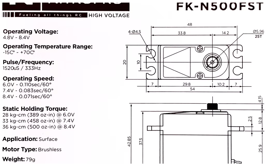 Nitro Pro FK-N500FST 1:8 Scale Servo